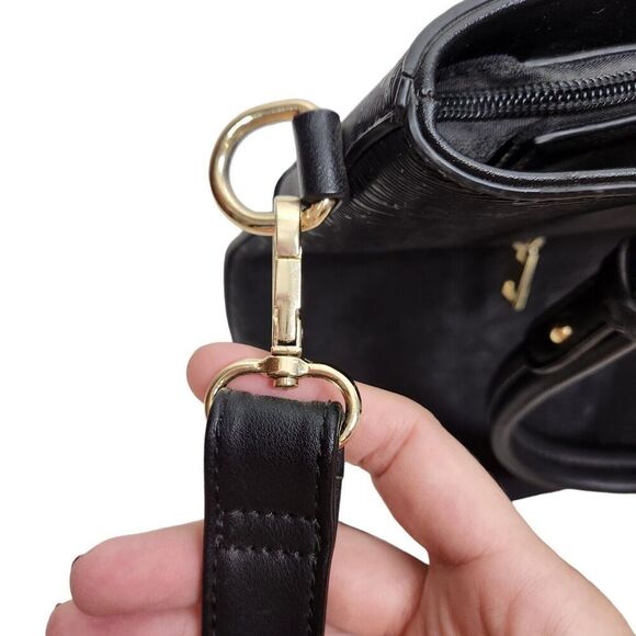 MKF Collection by Mia K Farrow Bag Black Embossed Faux Leather Handbag Tote - Picture 9 of 10